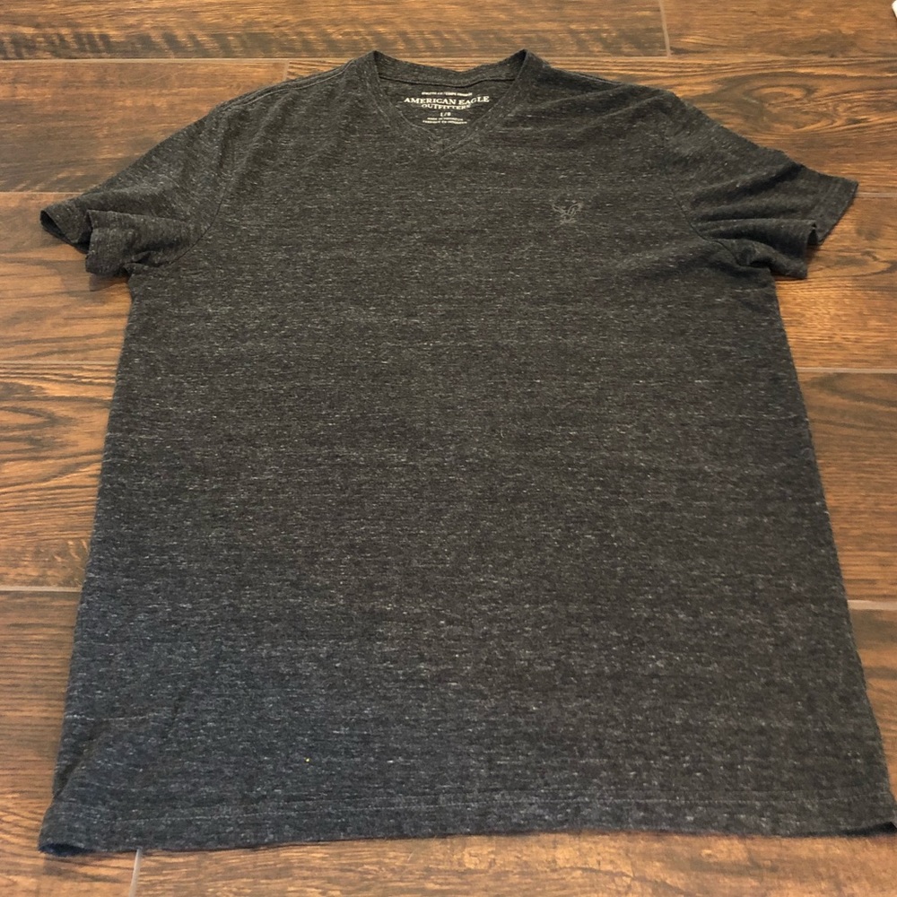 Dark Charcoal Mens V Neck T